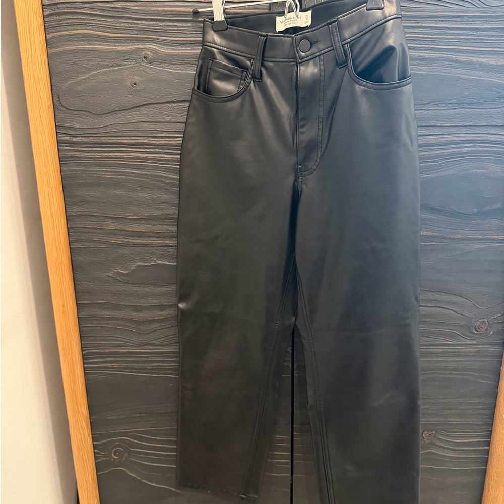 Abercrombie & Fitch Black High-Rise Leather Pants